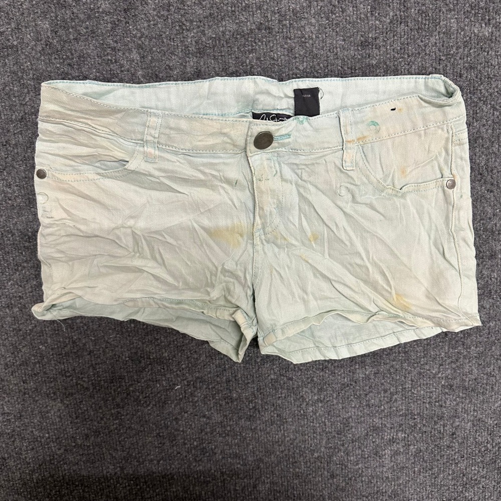 Wet Seal Denim Shorts Womens Size 9 Mint Green Ramie Cotton Stretch Casual